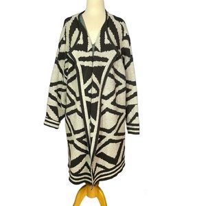 NIC & ZOE Aztec Tribal Long Open Front Cardigan Size 1X